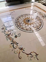 Médaillon en marbre personnalisé, motif de pierre naturelle, mosaïque en marbre à jet d'eau