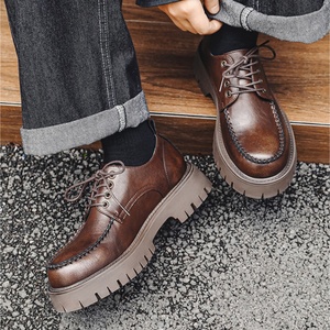 Chaussures Derby Homme Personnalisées OEM en Cuir de Cheval Italien, Faites à la Main, Finition Vintage Lavée, Semelle Épaisse, Chaussures de Mariage Printemps à Enfiler Solides - Product Image 5