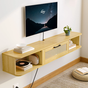 Mesa de consola de televisión flotante, gabinete multimedia, Unidad de centro de entretenimiento, soporte de TV, mesa de madera - Product Image 1