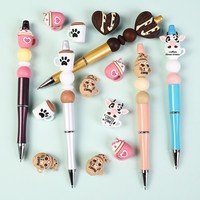 Nouvelles perles décoratives en silicone 3D rose café, en forme de cœur, de tasse à café, de lait et de vache, pour la décoration de stylos et les accessoires de bracelet DIY