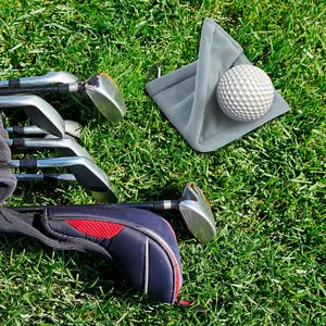 Toalla de microfibra cepillada para limpieza de pelotas de golf, de secado rápido, gris y azul, para deportes al aire libre - Product Image 3