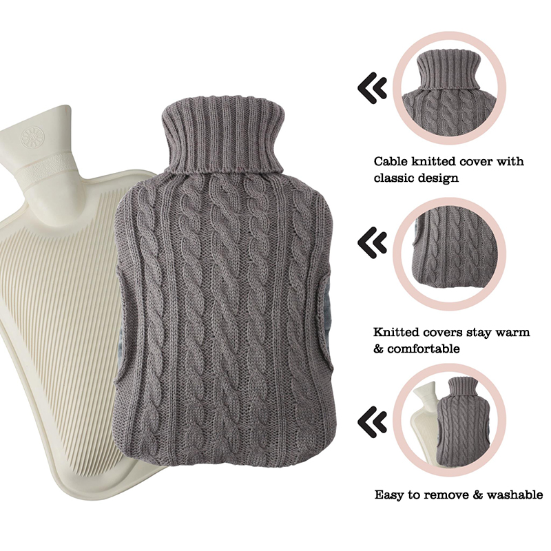oem odm hot water bag pocket hand warmer hot water bottles rubber with knitted cover