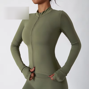 Chaquetas Ligeras Personalizadas de Manga Larga para Ejercicio, Ropa Deportiva de Secado Rápido, Elástica, de Spandex y Nailon para Mujer - Product Image 1