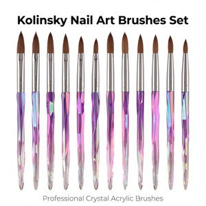 Pinceau à ongles en acrylique Kolinsky, manche irisé violet, logo personnalisé, vente en gros d'usine, pour salon de manucure, manucure DIY à domicile - Product Image 2