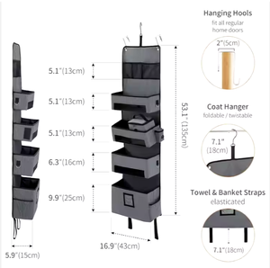 Wall <b>Hanging</b> Organizer Bag Fabric Door <b>Hanging</b> Storage <b>Basket</b> with Pockets with Bag and Pocket Mesh PVC Hook - Product Image 2
