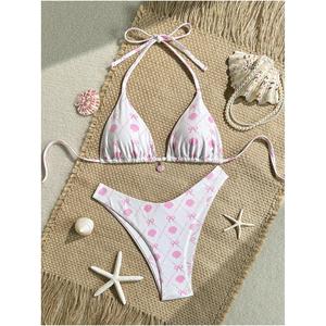 Bikinis Personalizados al por Mayor, <span class=keywords><strong>Bikini</strong></span> de Tres Puntos con Fórmula de Poliéster, Bikinis Brillantes Bordados para Mujer, <span class=keywords><strong>Bikini</strong></span> Extremo <span class=keywords><strong>sin</strong></span> Mangas para Verano - Product Image 1