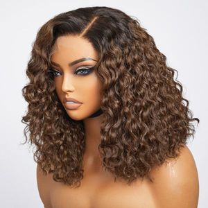 Parrucca Bob Corta Ricci con Onde Acqua, Frontale in Pizzo, <span class=keywords><strong>Capelli</strong></span> Umani, Onde Profonde Sciolte, Bob Frontale, Extension e Parrucche Brasiliane per Donne Nere - Product Image 1