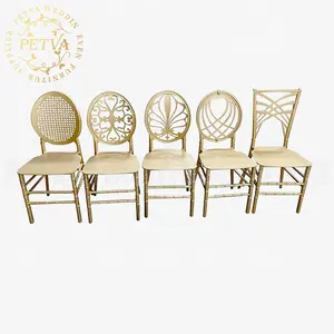 Оптовая продажа, золотой Штабелируемый акриловый стул с круглой спинкой, свадебные стулья и столы для мероприятий