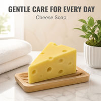Savon Artisanal au Fromage Solide Parfum Lait Jaune Hydratant Nettoyant pour Soins Corporels Quotidiens