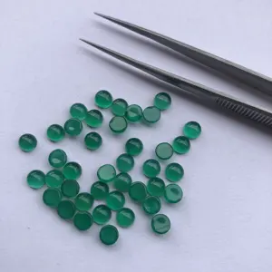 5mm doğal yeşil oniks yuvarlak düz geri gevşek kalibre Cabochon tedarikçisi fabrika fiyat taşlar takı yapımı için Online alışveriş