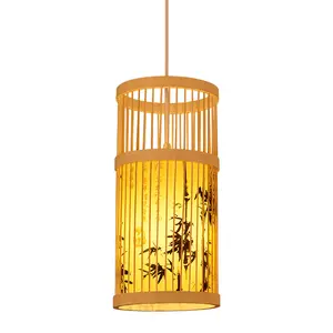 거실 장식 교수형 램프를위한 새로운 인기있는 패션 복고풍 펜던트 빛 복고풍 대나무 재료 샹들리에