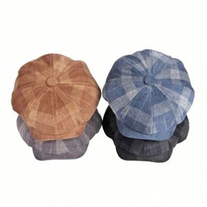 Boina Octogonal Estilo Británico de Pana de 8 Paneles para Primavera, Otoño e Invierno, Gorra Newsboy Literaria Juvenil para Hombres y Mujeres, Moda y Vestir - Product Image 1
