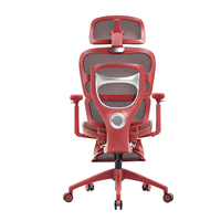 Chaise de bureau ergonomique moderne en nylon rouge avec appui-tête 4D réglable et pivotant pour la maison, la chambre et le salon