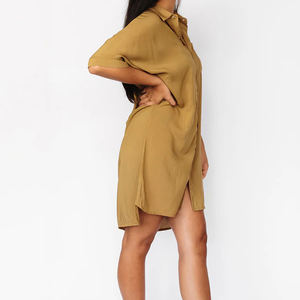 사용자 정의 도매 100% 레이온 클래식 쉘 패턴 짧은 소매 여성 셔츠 원피스 하와이 스타일 알로하 여성 셔츠 원피스 - Product Image 5