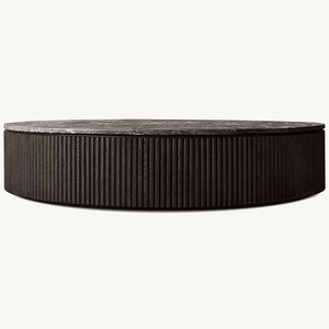 Emperador Solid Wooden Marble <strong>Top</strong> <strong>Round</strong> Coffee <strong>Tables</strong> for Living Room - Product Image 4