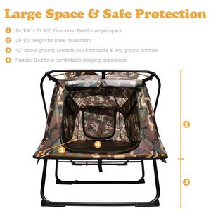 Tienda <span class=keywords><strong>de</strong></span> campaña individual plegable, catre con <span class=keywords><strong>cama</strong></span> para dormir, portátil sobre el suelo, <span class=keywords><strong>de</strong></span> camuflaje, para senderismo al aire libre - Product Image 2