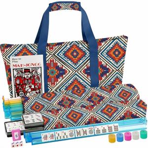 For American Mahjong Bag <b>Set</b> Large Capacity Foldable Geometric Pattern Portable Travel Storage Bag Advanced Wash - Product Image 2
