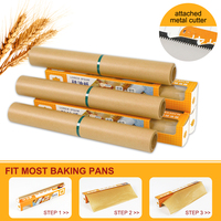 Rouleau de papier sulfurisé pour la cuisson, feuilles de cuisson antiadhésives avec coupe-papier coulissant, cuisine pour la cuisson, le grillage, la cuisson à la vapeur, non blanchi