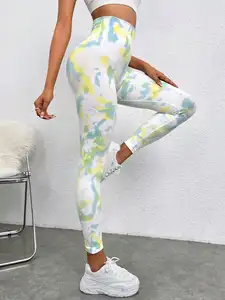 Leggings femininas tie-dye flare sem costura push-up yoga fitness corrida roupa atlética academia calças apertadas de yoga