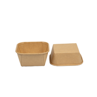 Conteneur alimentaire en papier kraft à fond plat carré avec couvercle en PET, bol à salade à emporter, boîte à lunch écologique pour la restauration