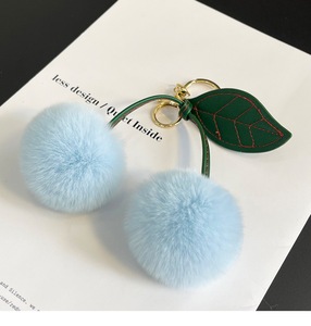 Porte-clés Pompon en Peluche <span class=keywords><strong>Cerises</strong></span> Coréennes Faites à la Main, Ornement Suspendu Créatif, Vente en Gros - Product Image 4