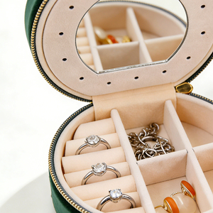 Boîte de rangement pour bijoux haut de gamme, exquise, pour bagues, colliers, boucles d'oreilles, étui à bijoux, sac de voyage portable, organiseur d'accessoires - Product Image 4