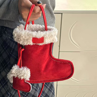 Cadeau de Noël : Mini sac créatif en forme de chaussure pour filles, pochette pour téléphone en fourrure moelleuse, style urbain simple, avec bandoulière simple