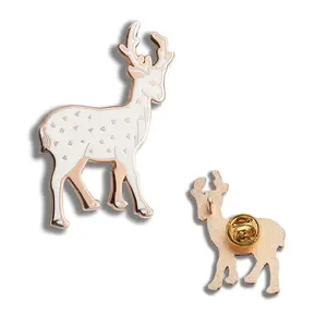 Promosi hadiah kartun pin hewan rusa dan Derek lencana bros logam kustom kerajinan logam penjualan langsung pin Enamel