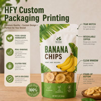 Sachet d'emballage personnalisé pour chips de plantain, qualité alimentaire, vide, imprimé sur mesure, en Mylar, avec fermeture éclair et soufflet, sac de rangement en plastique