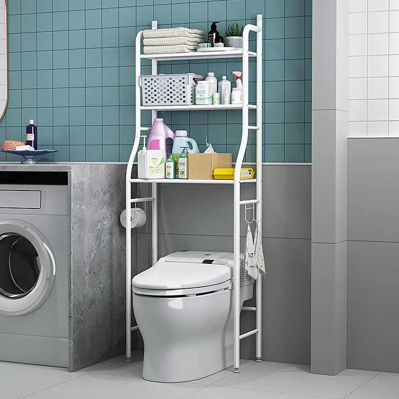 Étagère d'organisation de salle de bain multifonctionnelle autoportante stable sur les toilettes, support de rangement à 3 niveaux