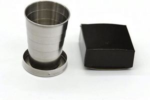 แก้วน้ำสแตนเลสสีเงินแบบคลาสสิก เก็บความร้อน พกพาสะดวก สำหรับเดินทาง แคมป์ปิ้ง พับได้ ยืดหดได้ - Product Image 6