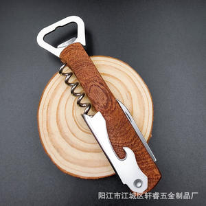 Sacacorchos de Madera Yangjiang, Abridor de Botellas de Acero Inoxidable de 13.5 cm, Diseño Plano para Vino y Cerveza, Uso Doméstico XR90578 - Product Image 4