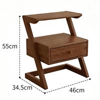 Table de chevet en bois massif de style mid-century, en forme de Z, avec rangement, écologique, fabriquée à la main, meubles de chambre à coucher