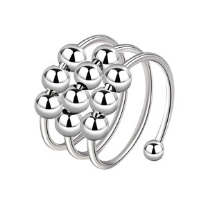 Vintage Smooth <b>Plain</b> anxiety rotating beads <b>ring</b> Copper Gold Plated Statement Fashion Jewelry For Women - Product Image 5
