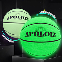 Ballon de basketball lumineux taille 7 en cuir PU avec vessie en caoutchouc butyle, personnalisable avec LOGO, pour l'extérieur, qui brille dans le noir, pour l'entraînement