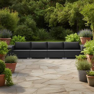 Ensemble de canapés de jardin en rotin noir, mobilier d'extérieur au design contemporain, coussins imperméables, collection de canapés de patio - Product Image 2