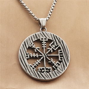 Collier pendentif Viking en acier inoxydable pour homme, design rond flocon de neige, style punk rétro 190225 - Product Image 2