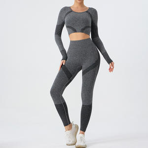 Conjunto de Yoga de 2 Piezas para Mujer RUIQUWIN, Body de Alta Elasticidad con Efecto Levanta Glúteos, Ropa Deportiva de Secado Rápido para Correr, Venta al por Mayor de Ropa Deportiva - Product Image 2