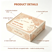 Boîte en carton ondulé imprimée double face, empilable, avec insert à six compartiments pour kit repas, idéale pour la livraison de traiteur