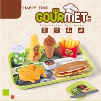 Jeu de rôle en plastique bon marché pour enfants, jeu de simulation de hamburger, ensemble de jouets de cuisine pour enfants