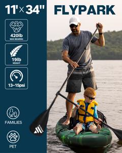 Planche à pagaie <span class=keywords><strong>gonflable</strong></span> de voyage en famille en gros Touring SUP Yoga pêche planche à pagaie élargie 11 'x 34 "x 6'' planche à pagaie debout - Product Image 5