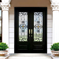 Porte double en fer forgé sur mesure, acceptant la personnalisation de la couleur, pour la construction de villas (OEM accepté)