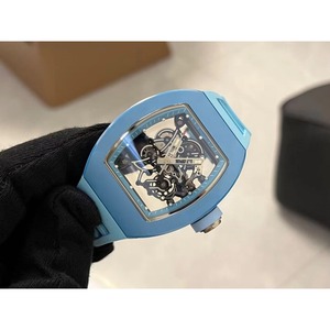 Montre mécanique automatique pour homme de qualité supérieure, édition limitée, squelette en céramique bleue, tourbillon en forme de baril - Product Image 3