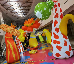 Nouvelle conception <span class=keywords><strong>Alice</strong></span> Wonderland parc à thème ballon <span class=keywords><strong>au</strong></span> sol gonflable fleurs gonflables en grappes modèle idées de fête décoratives - Product Image 3