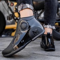 Sepatu Kasual Pria Tahan Lama Semua Musim, Bagian Atas PVC, Sol Plastik, Anti Air, Anti Selip, Lapisan Bulu Buatan