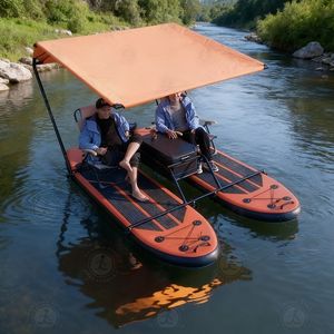 Bote Pontón Inflable para 2 Personas con Motor, Tabla de Sup Inflable, Conector Eléctrico, Marco de Sup para Pesca - Product Image 3