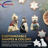 Boule de Noël personnalisée en verre (pingouin, hibou, chien, ours polaire) en borosilicate, fournisseur de marque privée, ODM, cadeau à suspendre, vente en gros