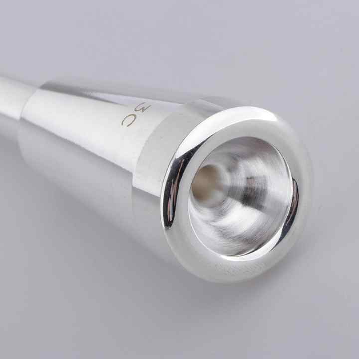 Heavy 3C Rich Tone Trumpet Mouthpiece 3D Shape with Copper Alloy Silver Finish Made of Durable Brass Material