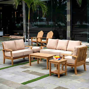 Otomana de Madera de Teca para Exteriores Bale Living con Cojín, Muebles de Jardín Contemporáneos, Resistentes a la Intemperie, Estructura de Madera Sólida, 6 Plazas - Product Image 1