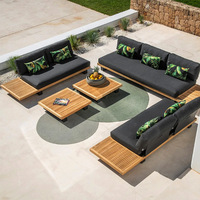 Combinaison de canapés d'extérieur pour hôtels, chaises longues en bois massif pour cour et jardin, meubles en teck pour balcon ouvert